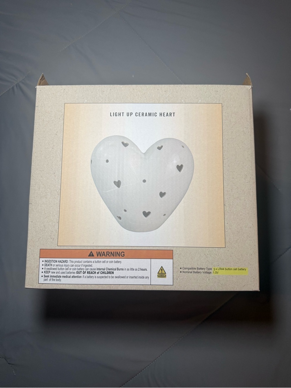 Cracker Barrel Light Up Ceramic Heart White with Cutout Hearts Night Light - Picture 2 of 9